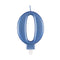 Blue Metallic Number 0 Candle - 6cm