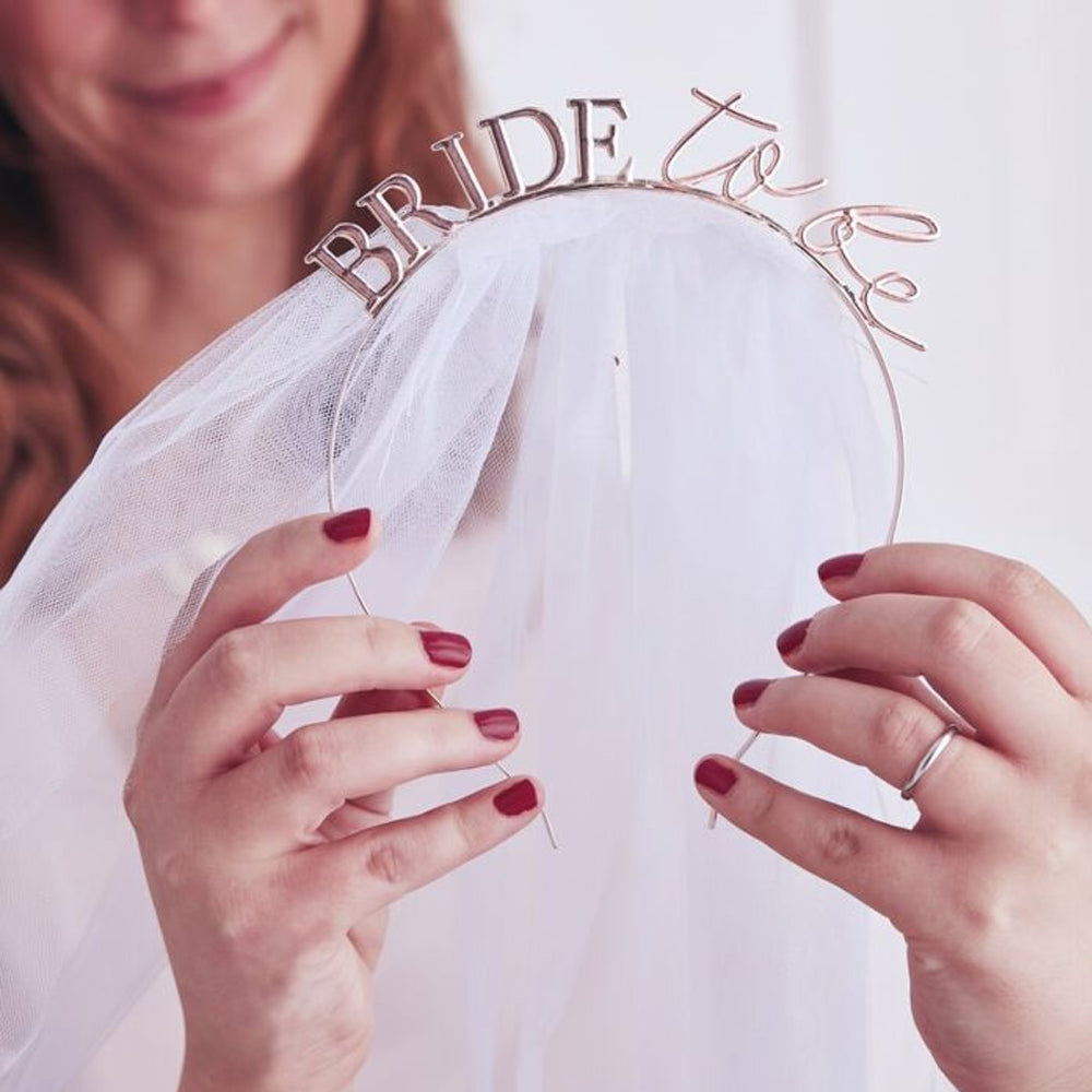 Bride To Be Metal Headband With Veil