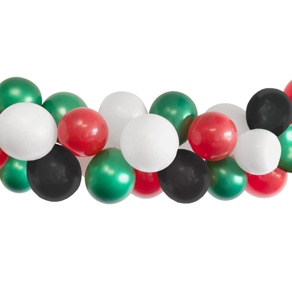 Red, Green, Black and White Balloon Arch DIY Kit - 2.5m