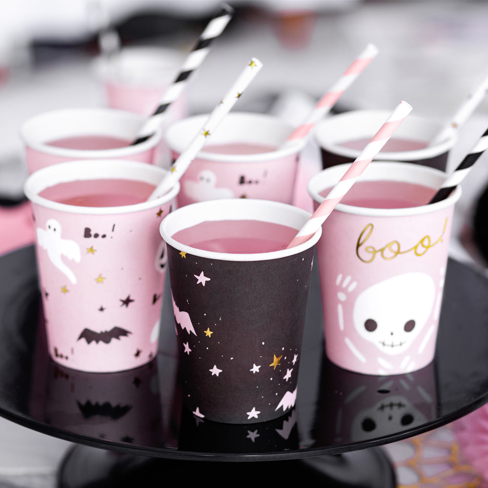 Pink Halloween Paper Cups - 220ml - Pack of 6