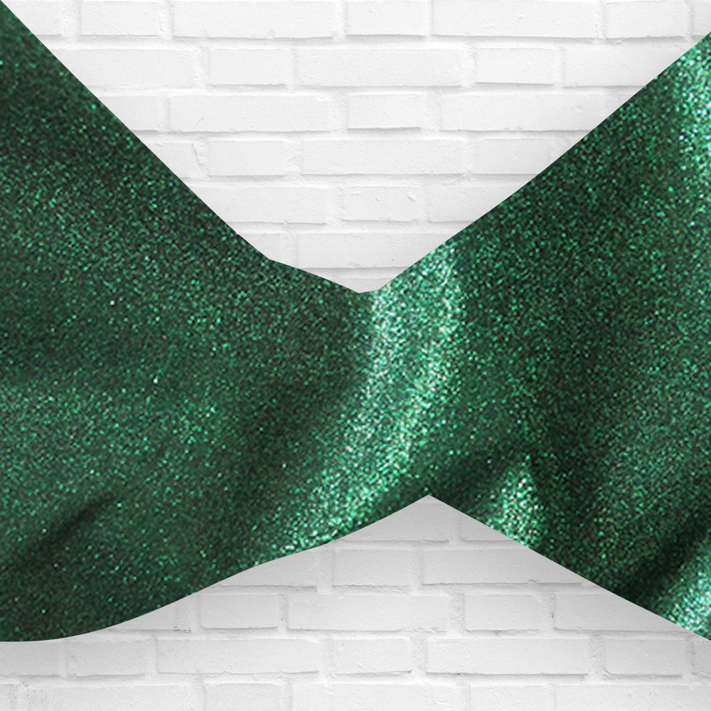 Green Glitter Cotton Fabric Drapes - 1.1m Wide - Per Metre
