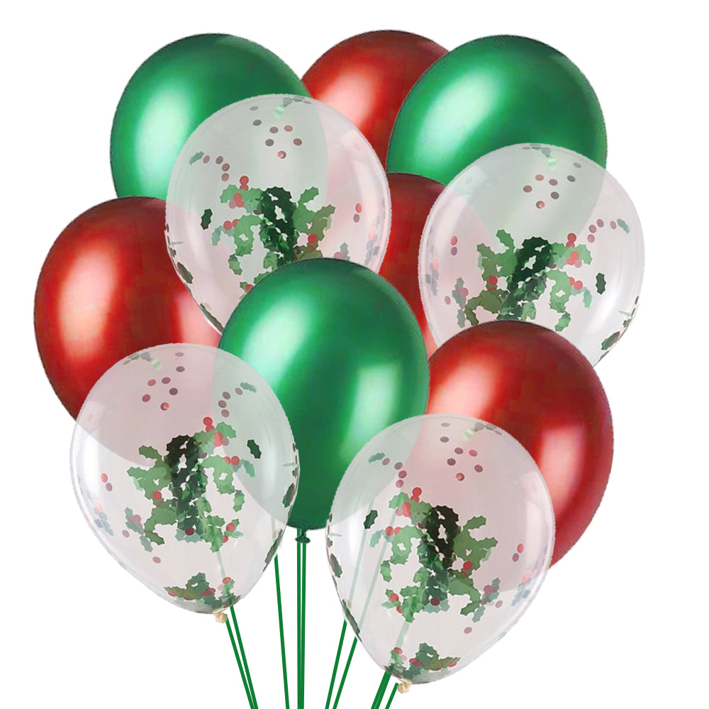 Christmas Holly Latex Balloons - Pack of 21