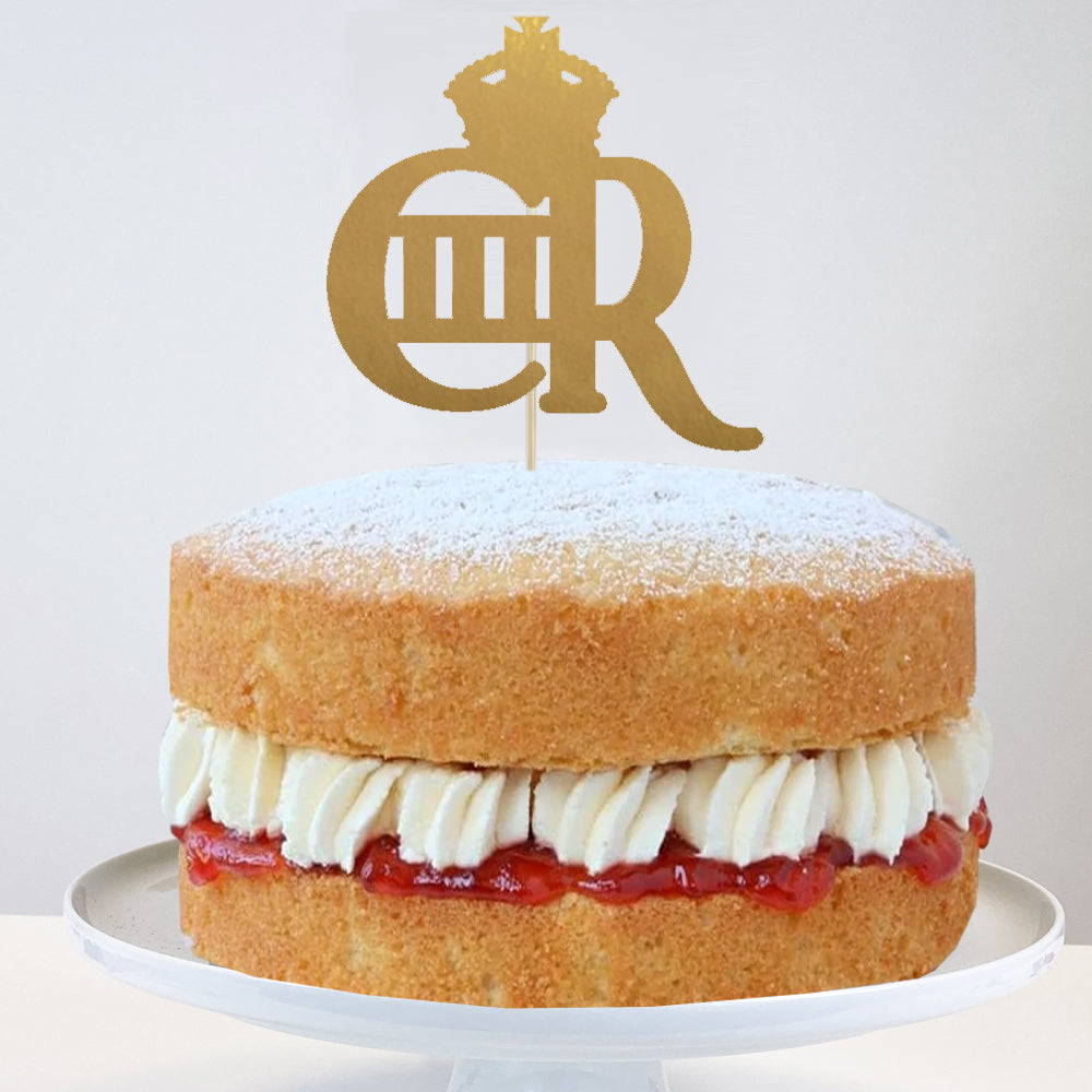 King Charles III Royal CIIIR Gold Foil Cake Topper