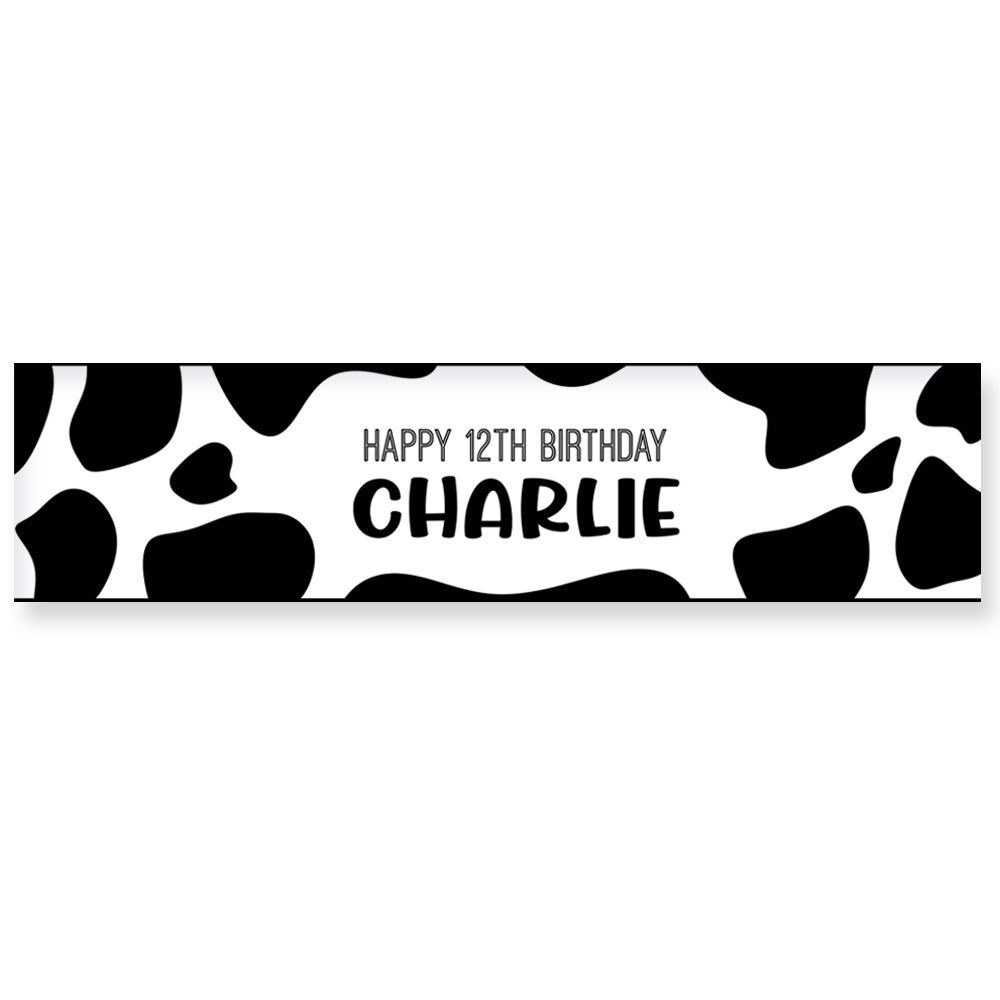 Cow Print Personalised Banner 1.2m Party Packs