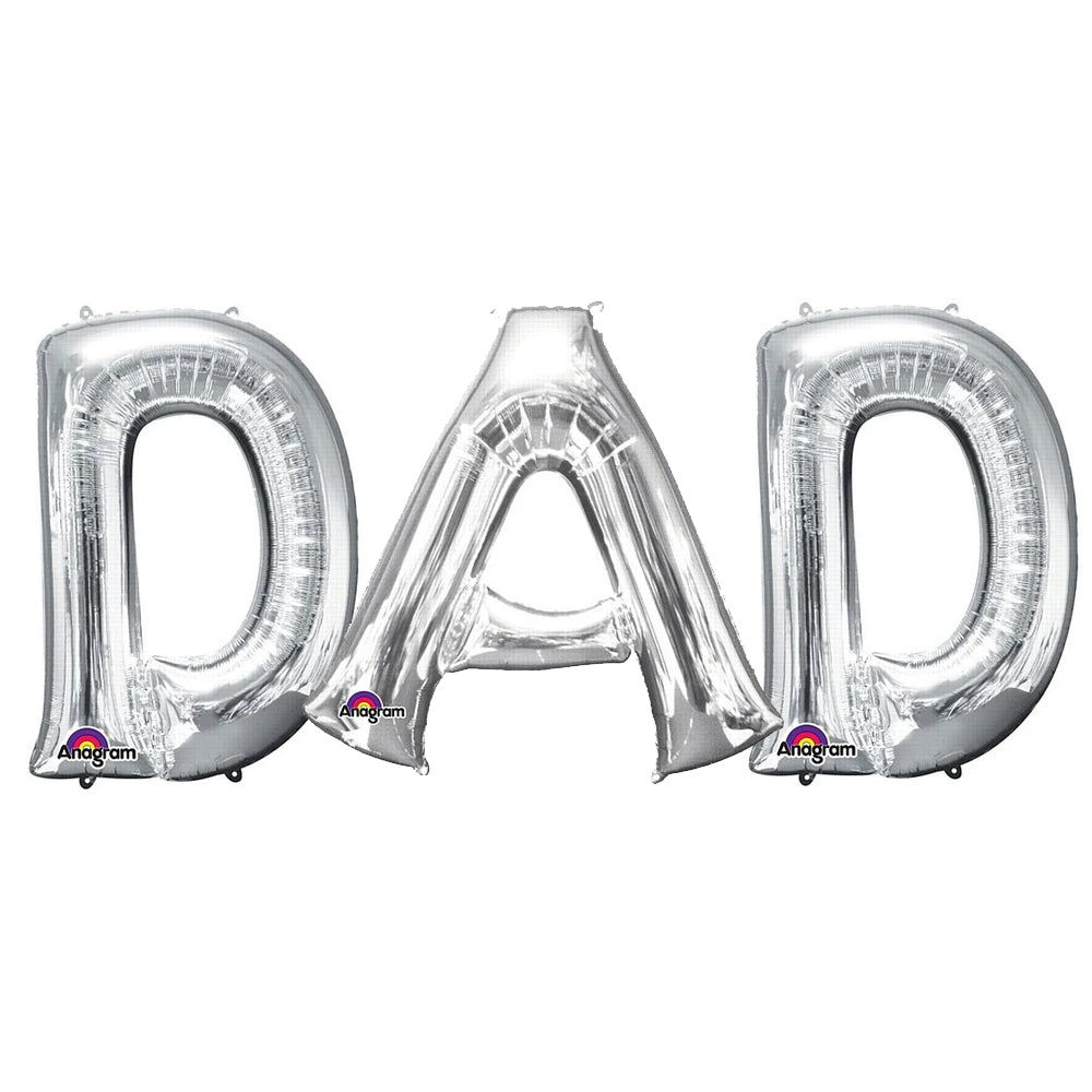 DAD Father's Day Silver Foil Balloons - 16"