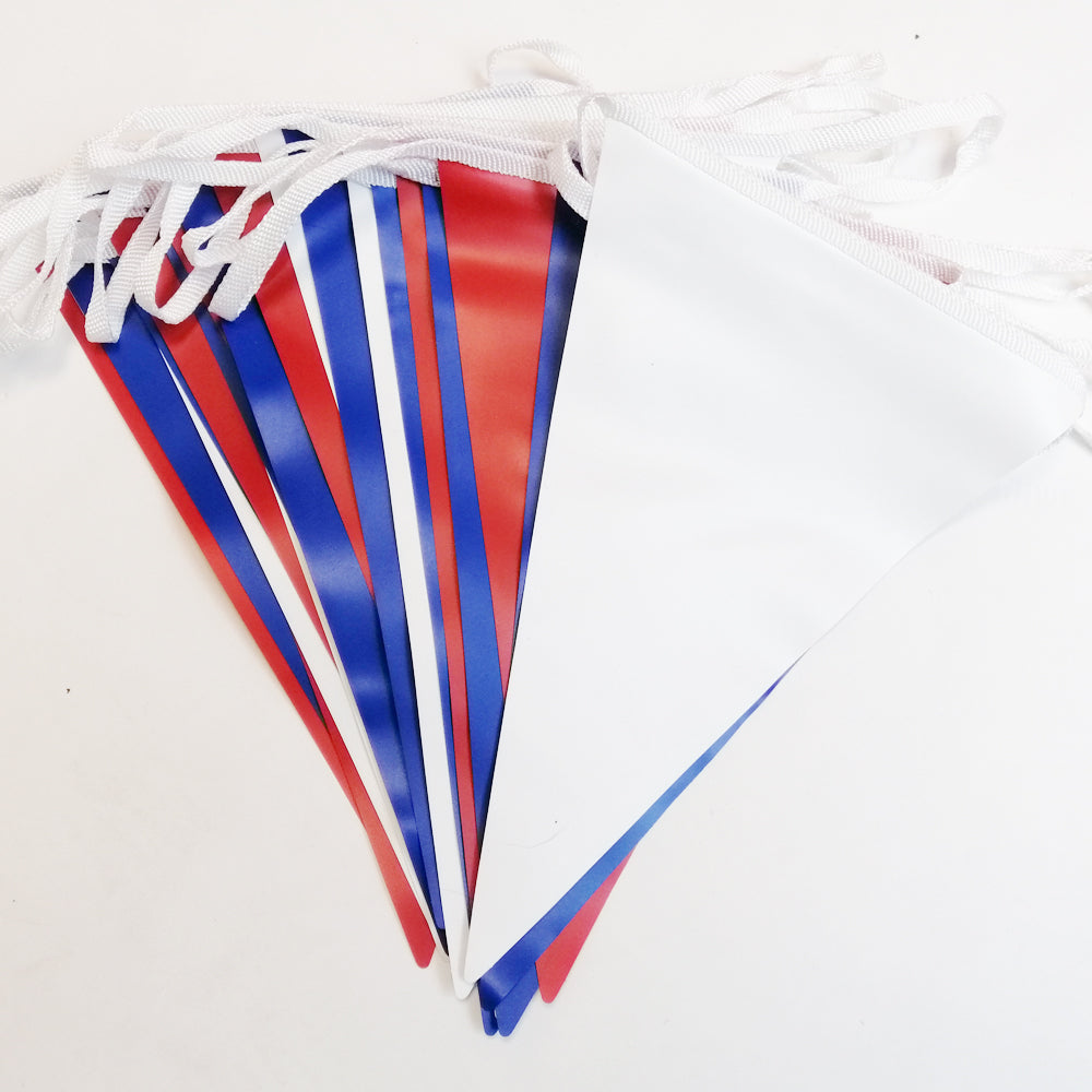 Red, White & Blue PVC Bunting - Best Quality - Made in the UK - 10m