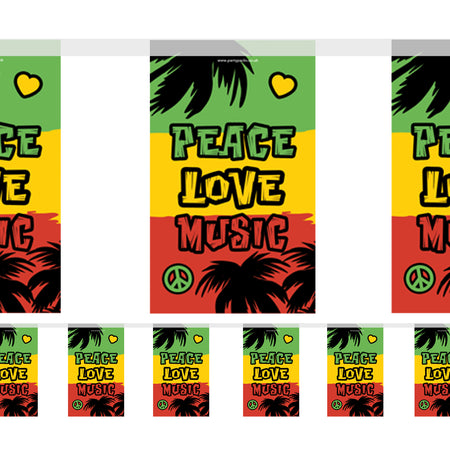 Reggae Themed Paper Flag Bunting - 2.4m