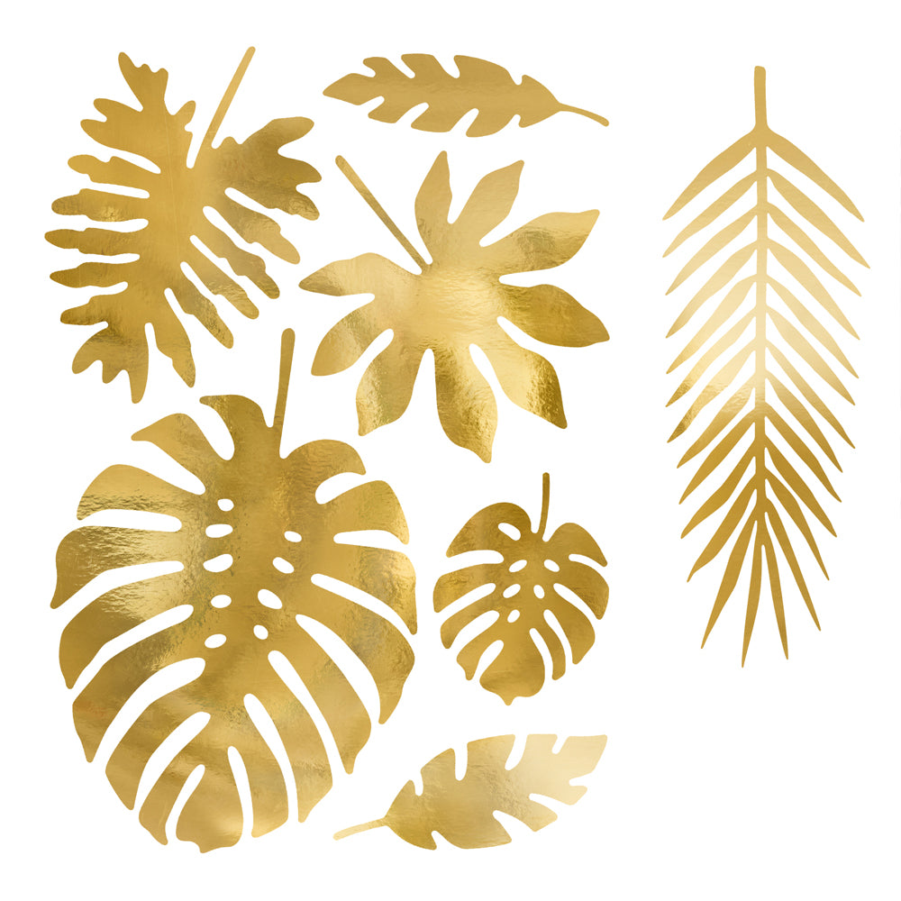Gold Paper Tropical Leaves - Pack of 21