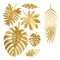Gold Paper Tropical Leaves - Pack of 21