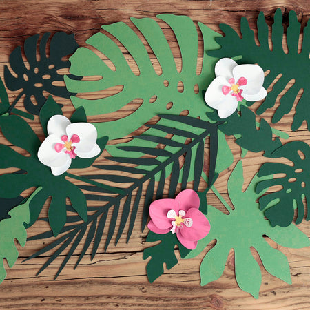 Green Paper Tropical Leaves - Pack of 21