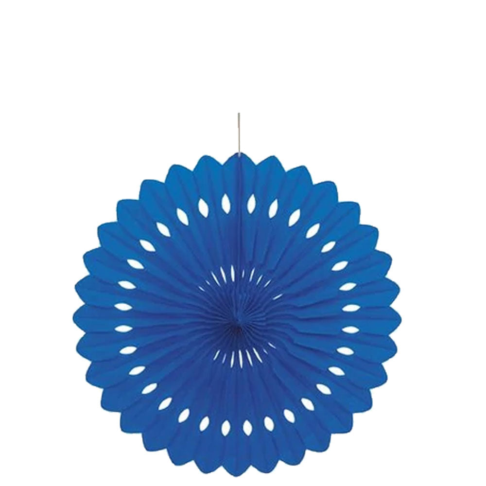 Blue Hanging Paper Fan Decoration - 40.6cm