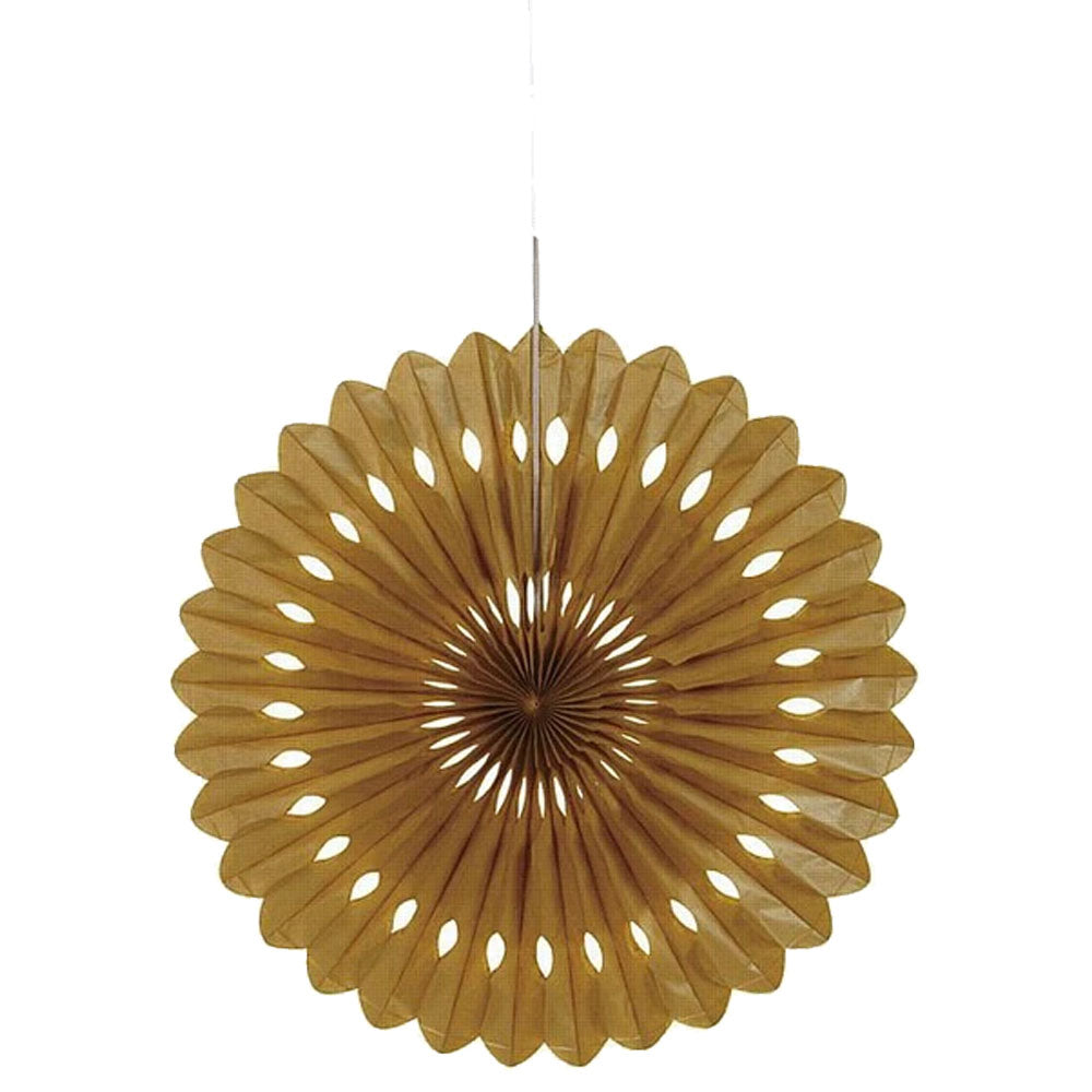 Gold Hanging Paper Fan Decoration - 40.6cm