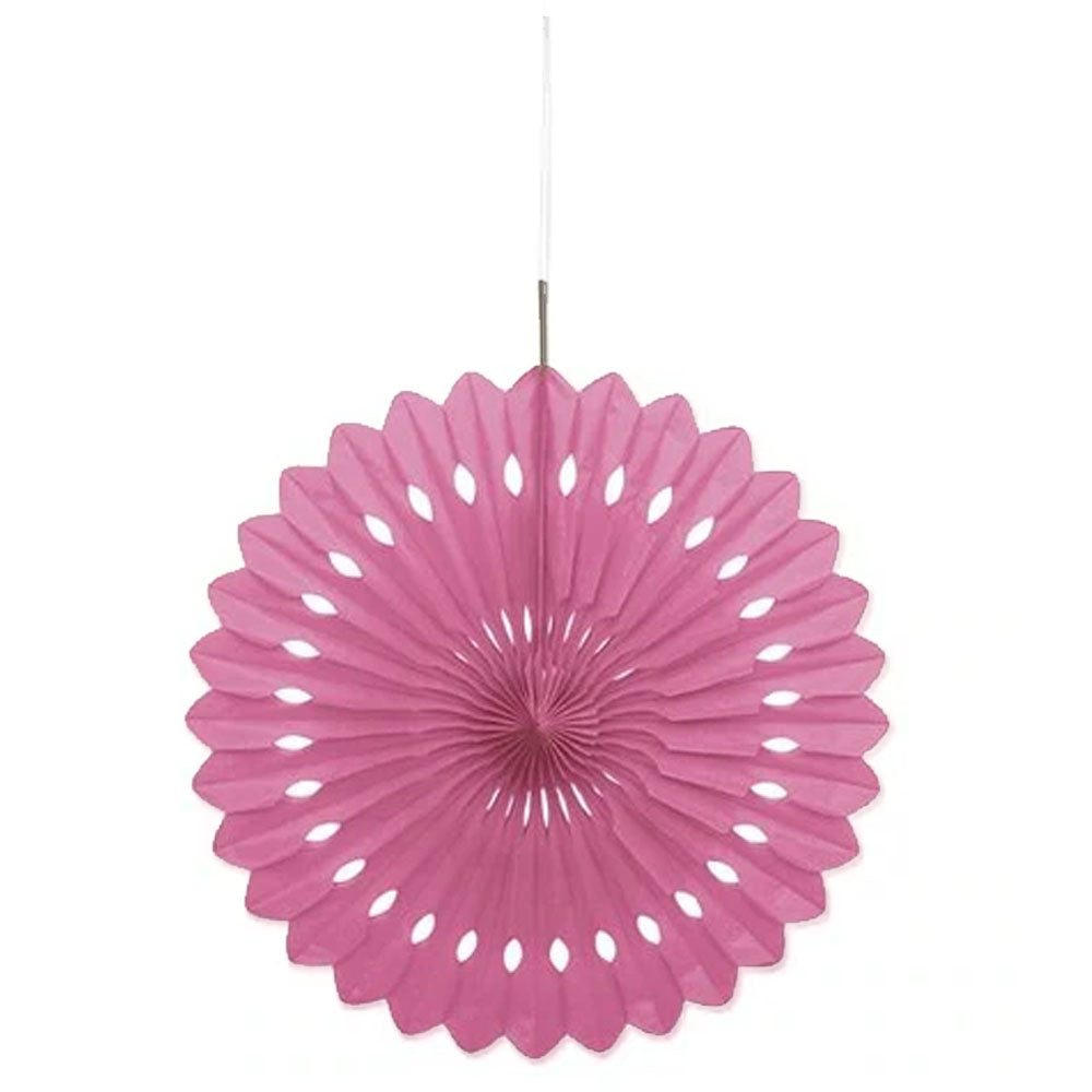 Pink Hanging Paper Fan Decoration - 40.6cm