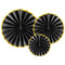 Black and Gold Hanging Tissue Paper Fan Decorations - Pack of 3