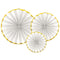 White and Gold Hanging Tissue Paper Fan Decorations - Pack of 3