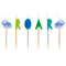 Blue and Green Dinosaur 'Roar' Party Pick Cake Candles - Pack of 6