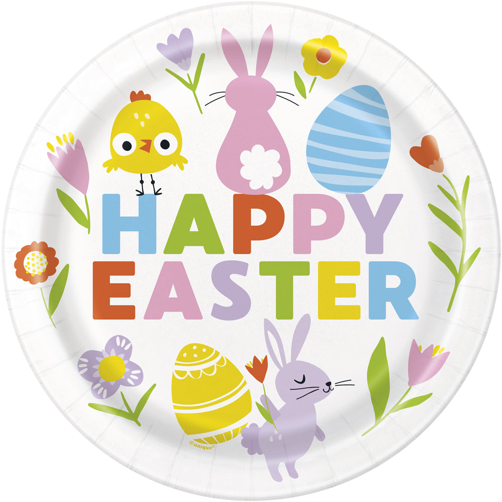Colourful Easter Gingham Round 9" Dinner Plates - Pack of 8