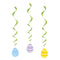 Colourful Gingham Easter Egg Hanging Swirls - Pack of 3