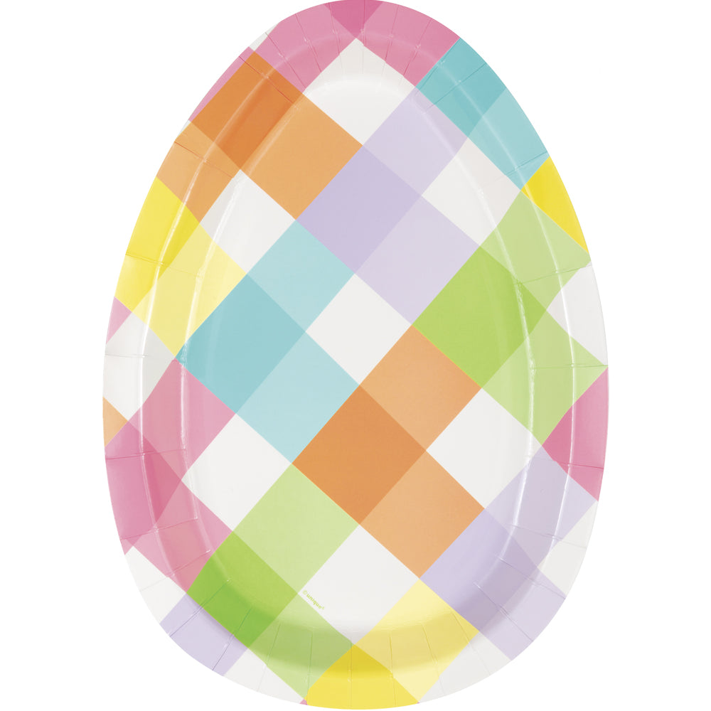 Eggcellent Easter Egg Shapes Serving Plates - 12" - Pack of 8