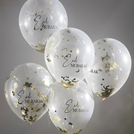 Eid Mubarak Moon & Star Confetti Eid Balloon Bundle