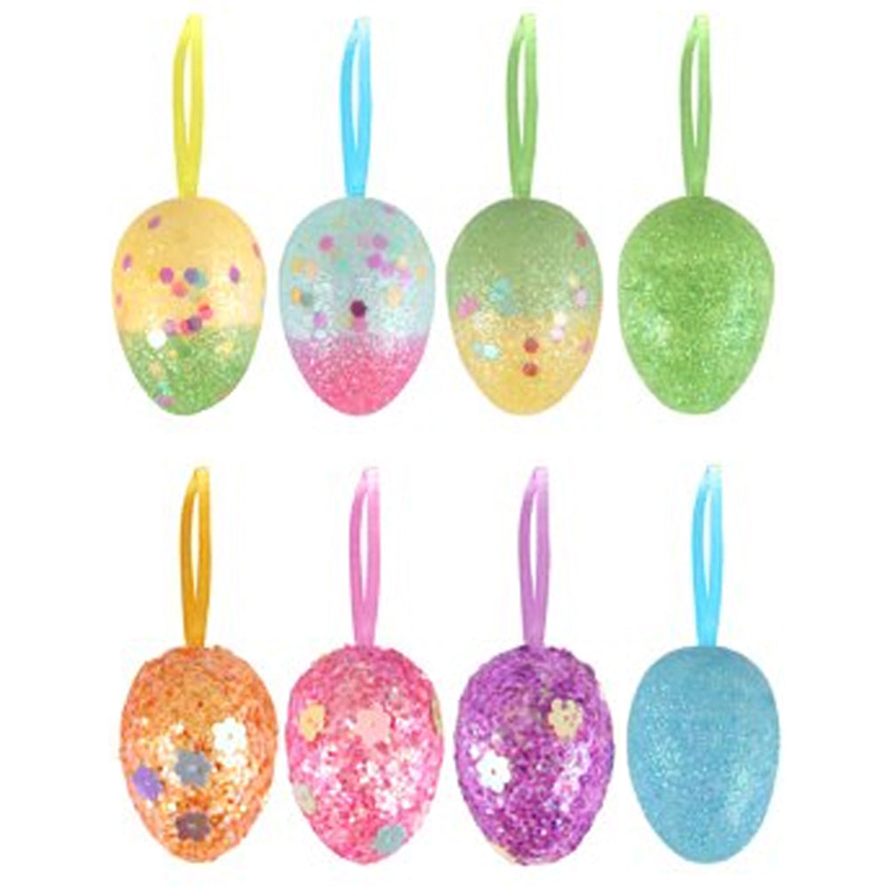 Glitter Easter Egg Decorations - 4cm - Pack of 8