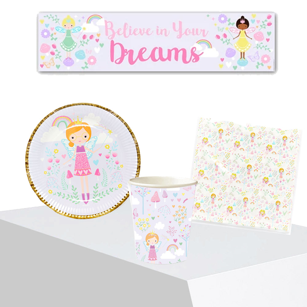 Fairy Tableware Pack for 8 with FREE Banner!
