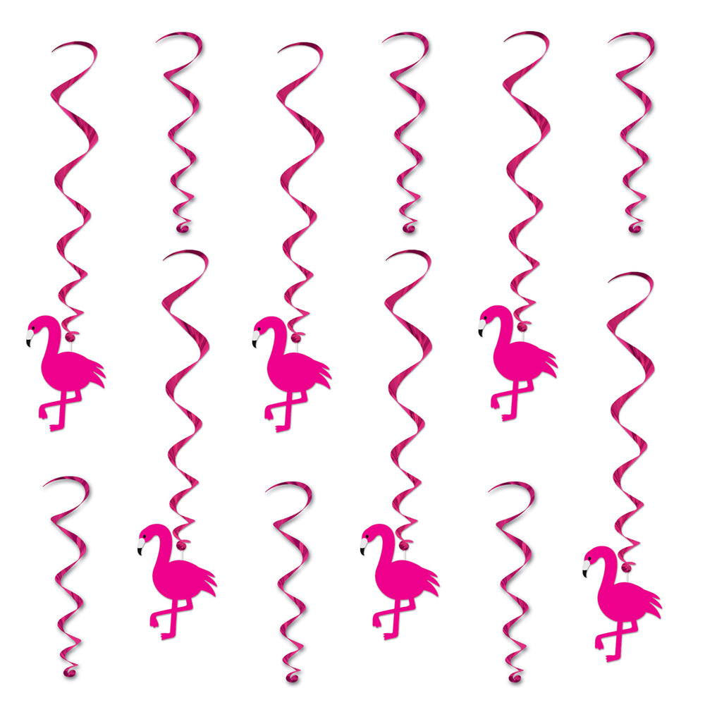 Flamingo Whirl Decorations - 65cm - Pack of 6