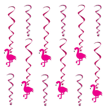 Flamingo Whirl Decorations - 65cm - Pack of 6