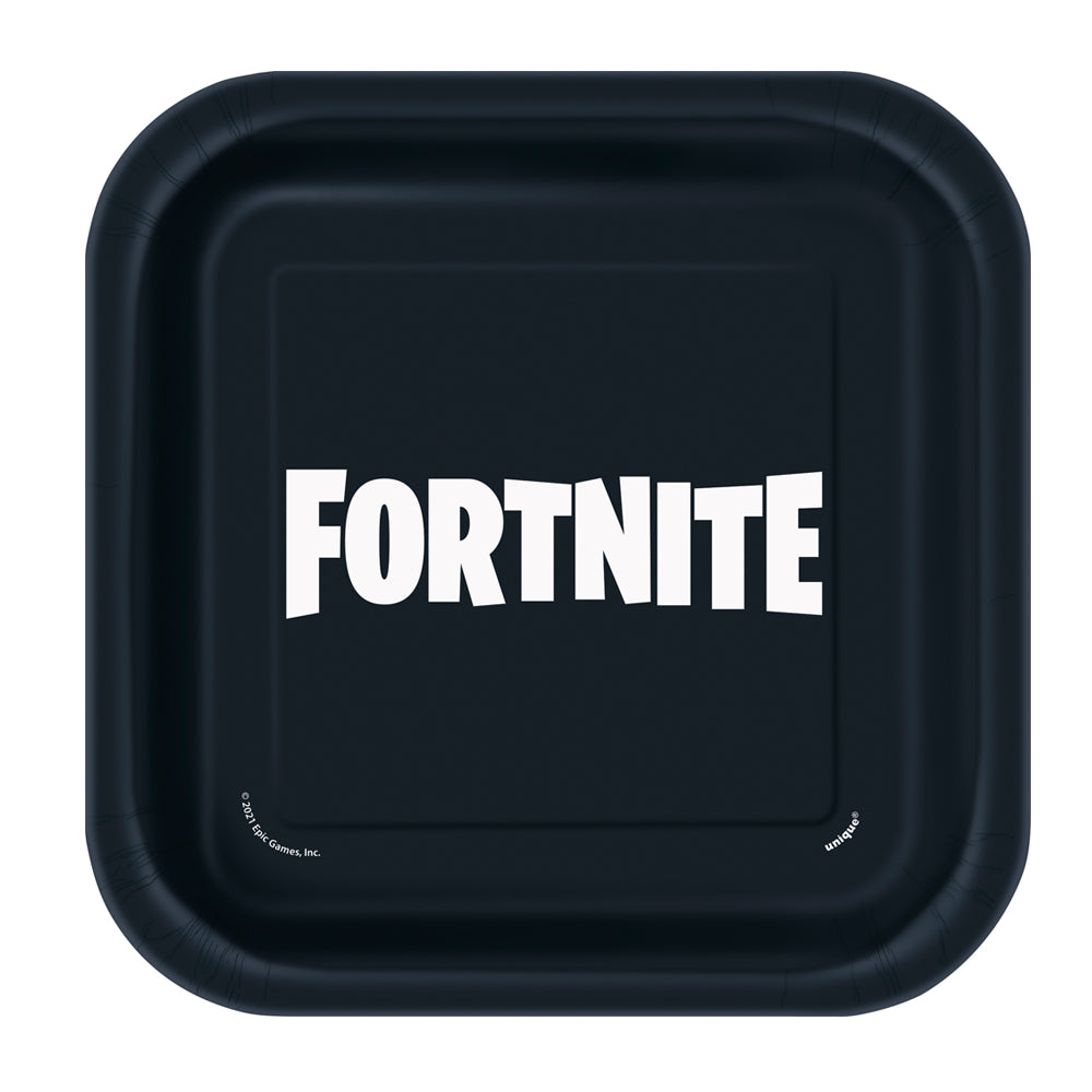 Small Fortnite Square Paper Side Plates - 17cm - Pack of 8