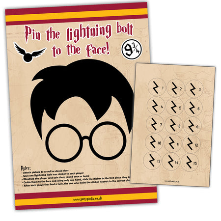 Pin The Lightning Bolt Scar On The Wizard Game With Stickers - A3