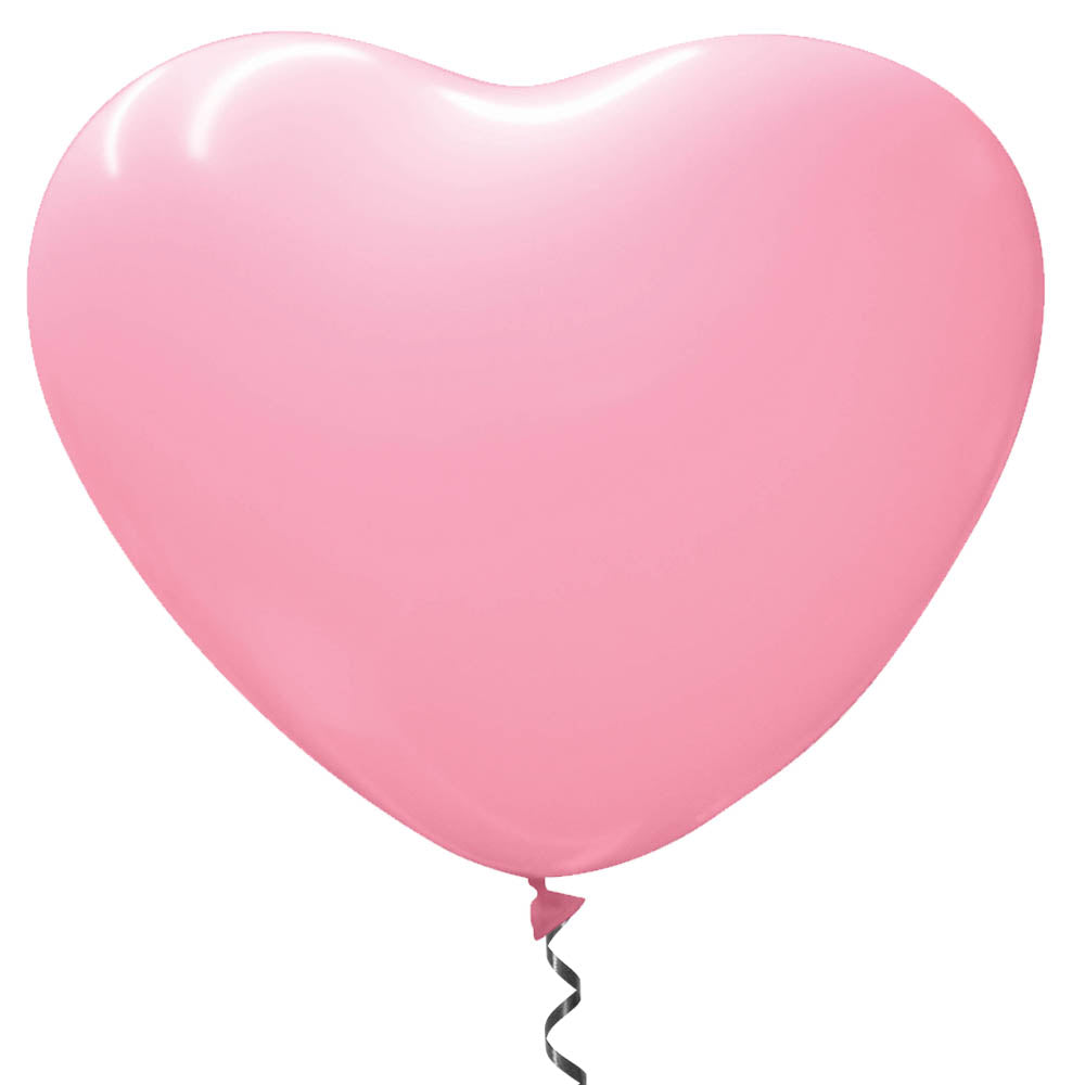 Giant Pink Heart Shaped Latex Balloons - 29" - Pack of 2