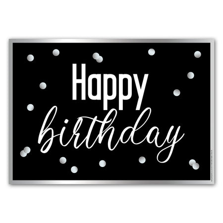 Glitz Black & Silver Happy Birthday Poster Decoration - A3