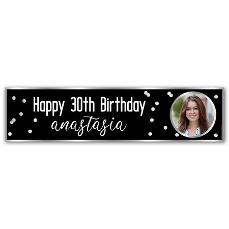 Glitz Black & Silver Personalised Photo Banner - 1.2m