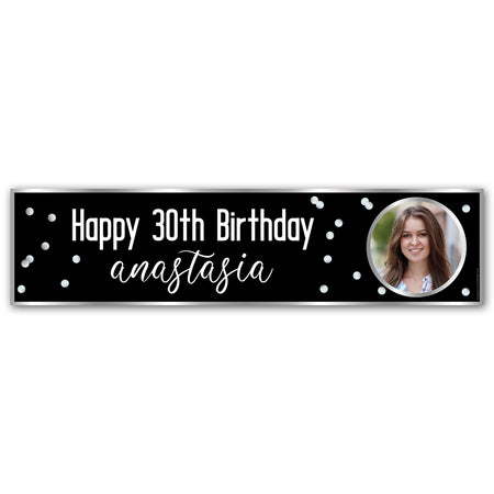 Glitz Black & Silver Personalised Photo Banner - 1.2m