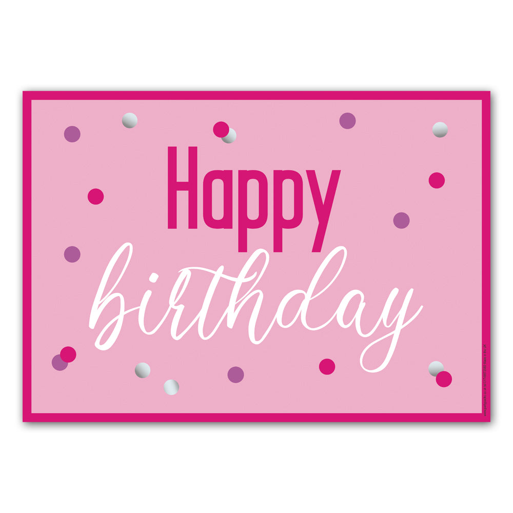 Glitz Pink Happy Birthday Poster Decoration - A3