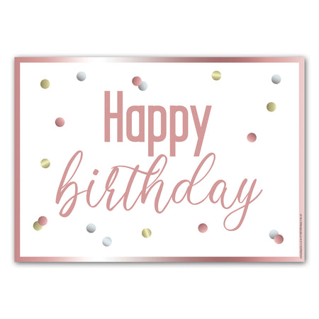 Glitz Rose Gold Happy Birthday Poster Decoration - A3