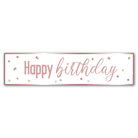 Glitz Rose Gold Happy Birthday Banner - 1.2m