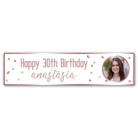 Glitz Rose Gold Personalised Photo Banner - 1.2m