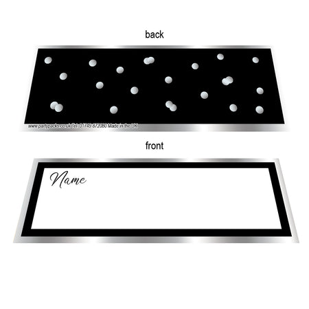 Black & Silver Glitz Placecards - Pack of 8