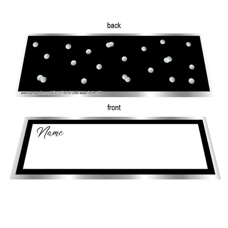 Black & Silver Glitz Placecards - Pack of 8