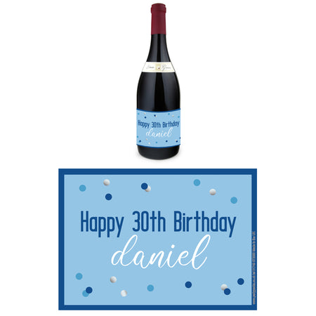 Personalised Wine Bottle Labels - Glitz Blue - Pack of 4
