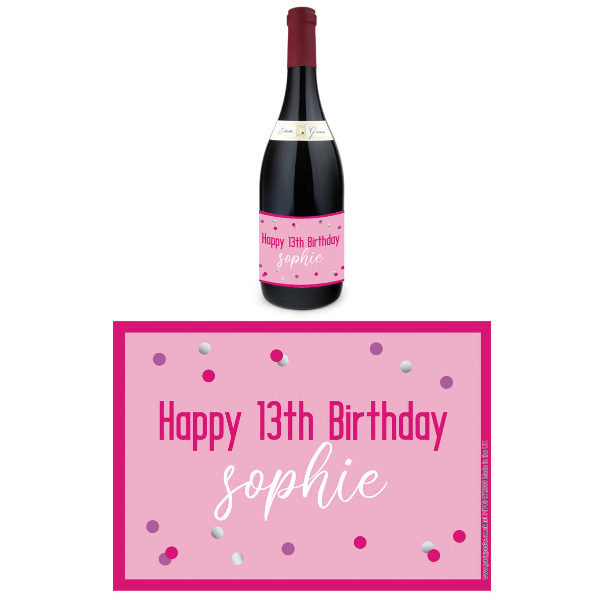 Personalised Wine Bottle Labels - Glitz Pink - Pack of 4