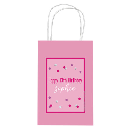Personalised Glitz Pink Paper Party Bags - Pack of 12