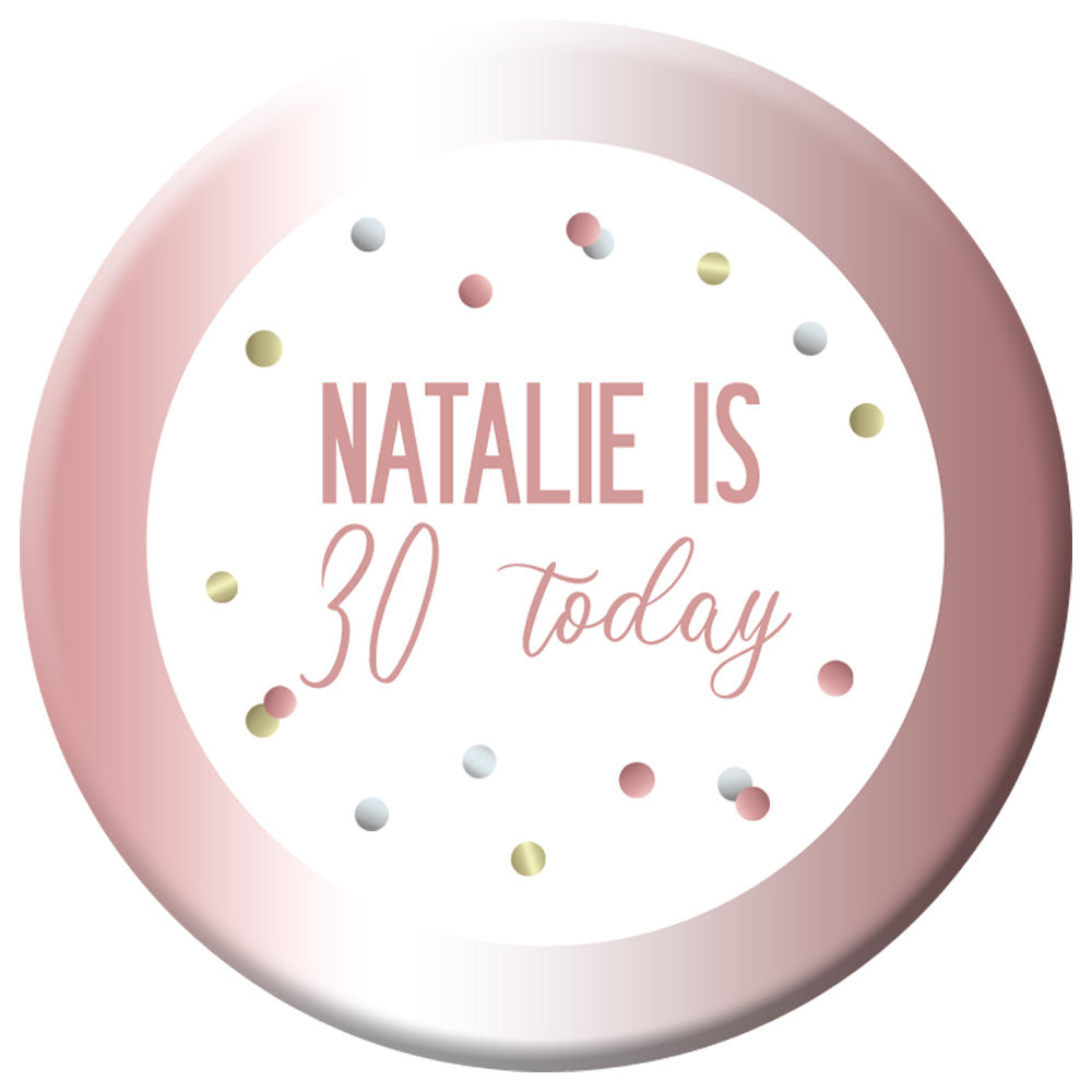 Personalised Glitz Rose Gold Badge - 58mm