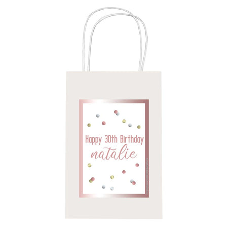 Personalised Glitz Rose Gold Paper Party Bags - Pack of 12