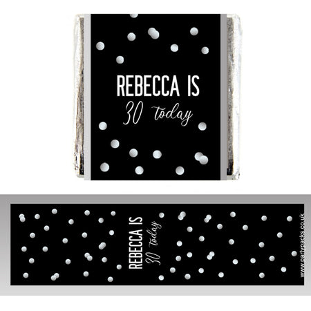 Personalised Chocolates - Glitz Black & Silver - Pack 16