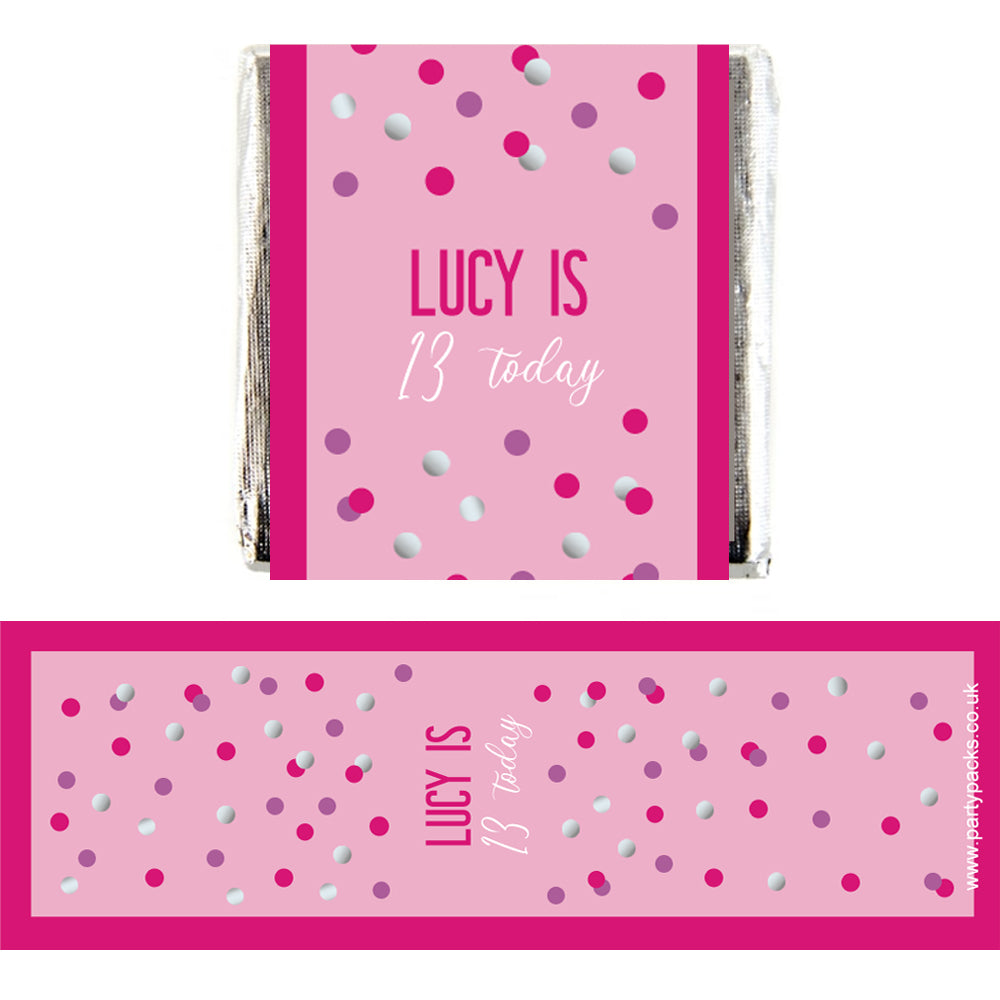 Personalised Chocolates - Glitz Pink - Pack 16