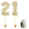 Gold Foil Number '21' Balloon & Helium Canister Decoration Party Pack