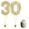 Gold Foil Number '30' Balloon & Helium Canister Decoration Party Pack