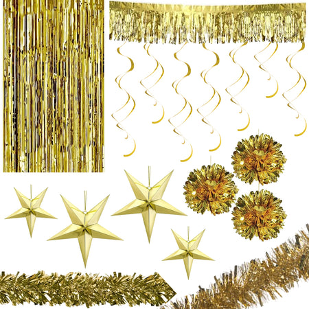 Gold Foil Christmas Decoration Party Pack